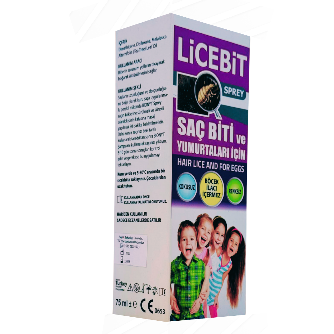 Licebit Sprey, Saç Biti ve Yumurtaları İçin 75 ml. Hair Lice and For Eggs 