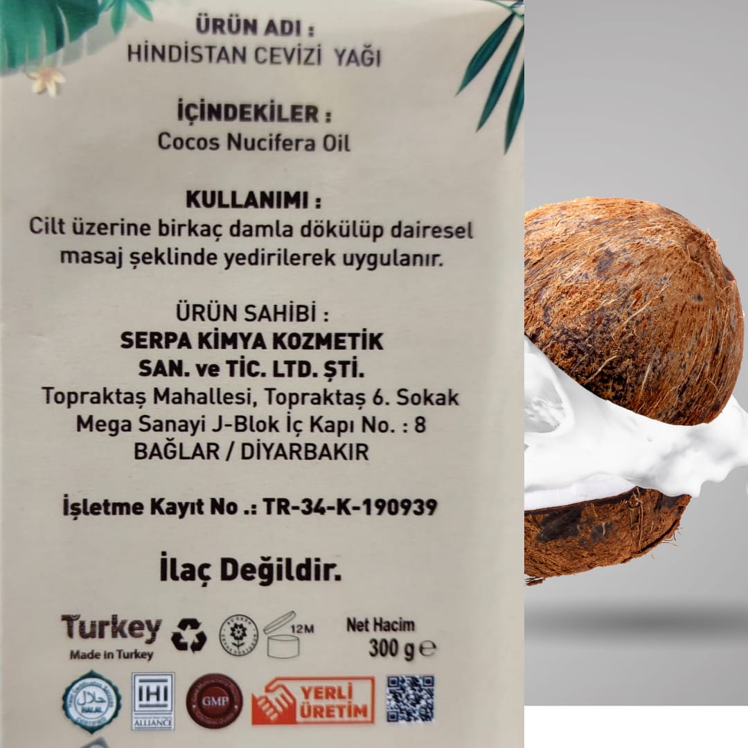 SERMİX Hindistan Cevizi Yağı ( Soğuk Pres ) 300 gr.  1