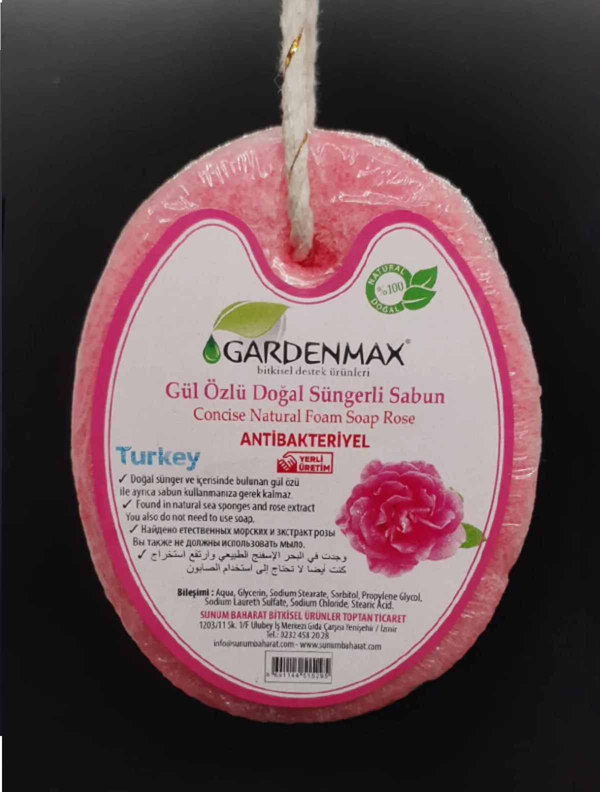 GARDENMAX GÜL ÖZLÜ SÜNGERLİ SABUN 1
